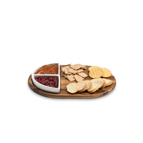 Charcuterie/ Serving Tray w/ 2 Ceramic Bowls