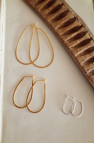 Hammered Oval Hoops: Sterling Silver & Gold Plated Silver